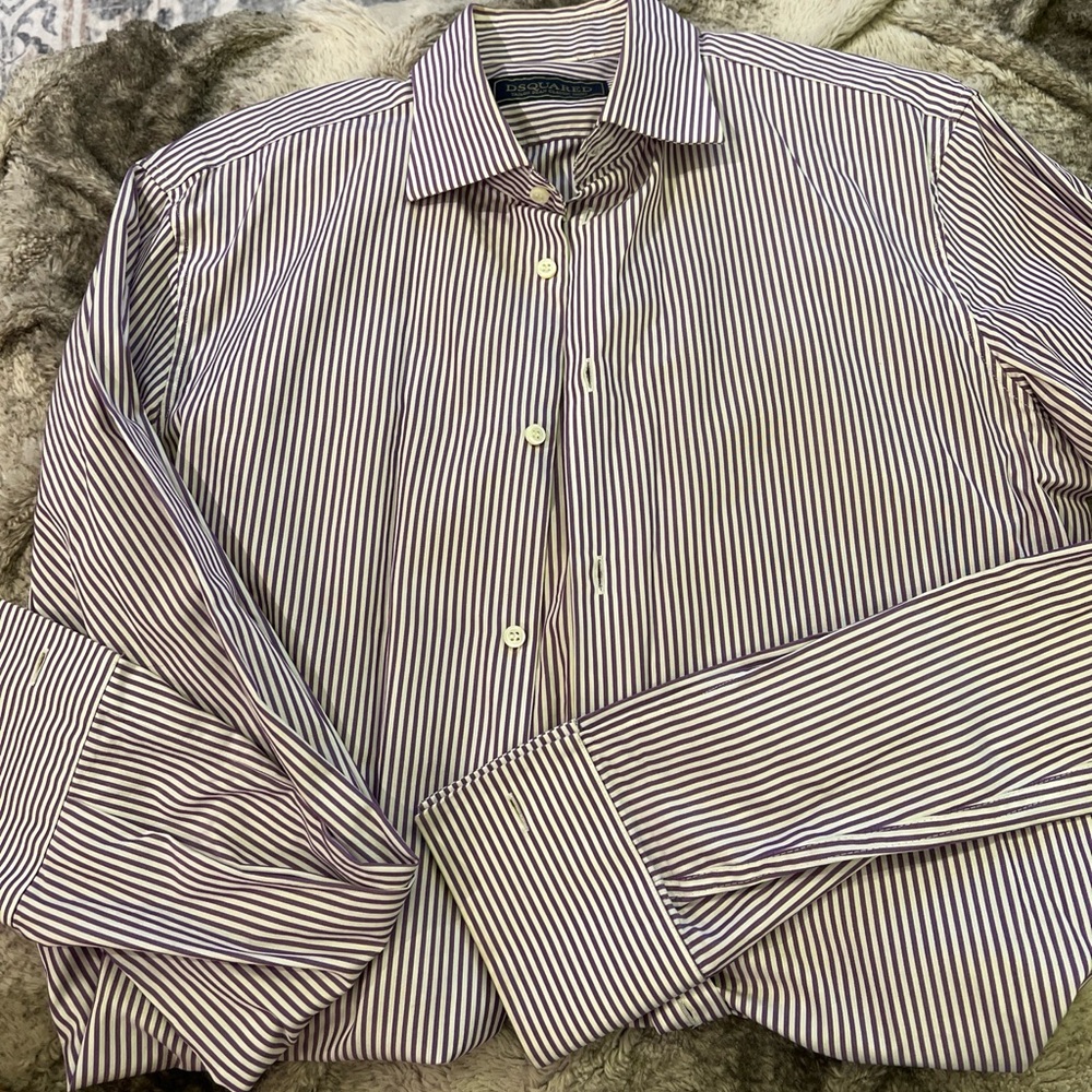Dsquared Men’s Button Down Dean Shirt IT 50 burgundy